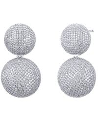 By Adina Eden - Pave Puffy Double Circle Drop Stud Earring - Lyst