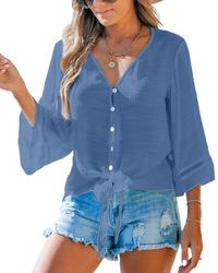 CUPSHE - Flared Sleeve And Tied-waist Cover-up Top - Lyst