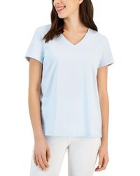 Charter Club - Solid V-neck Short-sleeve Sleepwear Top - Lyst