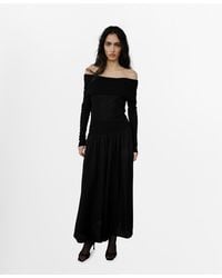 Mango - Off-the-shoulder Knitted Dress - Lyst