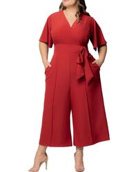 Kiyonna - Plus Size Evelyn Cropped Wide Leg Jumpsuit - Lyst