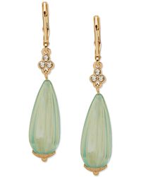 Lonna & Lilly - Gold-tone Pave & Fluted Bead Drop Earrings - Lyst