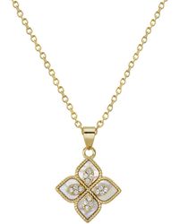 Adornia - 16-18" Adjustable 14k Gold Plated Renaissance Flower Crystal Imitation Mother Of Pearl Necklace - Lyst