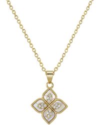 Adornia - 16-18" Adjustable 14k Gold Plated Renaissance Flower Crystal Imitation Mother Of Pearl Necklace - Lyst