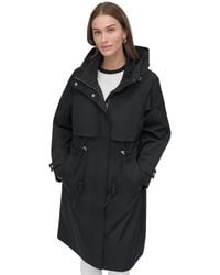 DKNY - Hooded Zip-front Long Anorak Coat - Lyst
