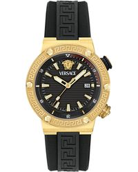 Versace - Swiss Black Rubber Strap Watch 43mm - Lyst