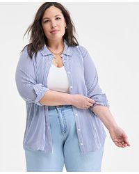 On 34th - Trendy Plus Size Button-front Crepe Shirt - Lyst