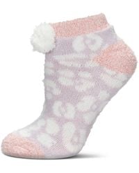 Memoi - Leopard Buttersoft Plush Lined Low Cut Socks - Lyst