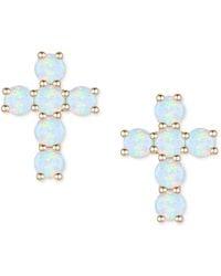 Macy's - Lab Grown Sapphire Cross Stud Earrings (1 Ct. T.w. - Lyst