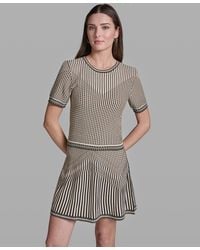 BCBGMAXAZRIA - Short-sleeve Mix Pattern Crew Neck Top - Lyst