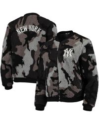 The Wild Collective - New York Yankees Camo Sherpa Full-zip Bomber Jacket - Lyst