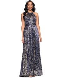 Betsy & Adam - Petite Metallic Floral Print Sleeveless Gown - Lyst