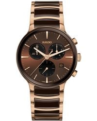 Rado - Swiss Chronograph Centrix Ceramic & Rose Gold Pvd Stainless Steel Bracelet Watch 41mm - Lyst