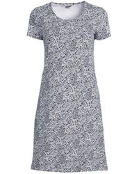 Lands' End - Cotton Short Sleeve Knee Length Nightgown - Lyst