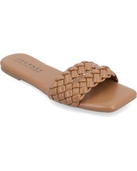 Journee Collection - Sawyerr Tru Comfort Foam Wide Width Dual Braided Band Slide Sandals - Lyst