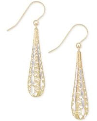 Macy's - Teardrop Openwork Drop Earrings In 14k Gold And White Gold - Lyst