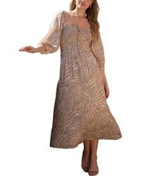 Lily and Lionel London - Lauren Shirred Bodice Banana Print Maxi Dress - Lyst
