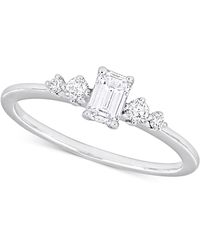 Macy's - Diamond Emerald- & Round-cut Three Stone Engagement Ring (1/2 Ct. T.w. - Lyst