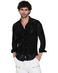 Campus Sutra - Onyx Solid Velvet Shirt - Lyst