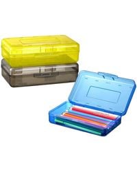 Gnuadz - 3 Pack Pencil Case Hard Box Clear Pen Organizer Plastic Storage Container Snap Lid Art School Supplies - Lyst