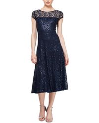 Sl Fashions - Petite Sequined Lace Cap-sleeve Dress - Lyst