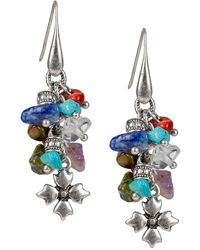 Patricia Nash - Silver-tone Mixed Bead Cluster Floret Drop Earrings - Lyst