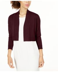 Calvin Klein - Open-front 3/4-sleeve Knit Cropped Shrug - Lyst