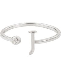 Adornia - Silver Adjustable Cz Initial Ring - Lyst