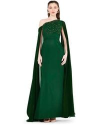 Amiri - Asymmetric Hand Embellished Cape Sleeve Gown - Lyst