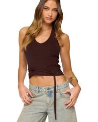 Edikted - Kez Belted Knit Halter Top - Lyst