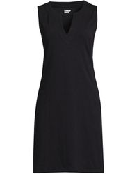 Lands' End - Petite Cotton Jersey Sleeveless Swim Cover-up Dress Print - Lyst
