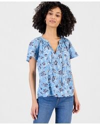 Style & Co. - Split-neck Flutter-sleeve Top - Lyst