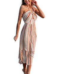 CUPSHE - Striped Halterneck Sleeveless Maxi Beach Dress - Lyst