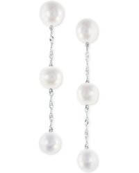 Effy - Effy Cultured Freshwater Pearl Triple Drop Earrings - Lyst