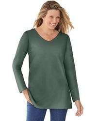 Woman Within - Plus Size Within Perfect Long-sleeve V-neck Tee - Lyst