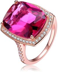 Genevive Jewelry - Sterling Silver Ruby Cubic Zirconia Statement Ring - Lyst