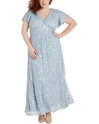 R & M Richards - Plus Size Sequined Fit & Flare Gown - Lyst