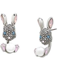 Betsey Johnson - Faux Stone Spring Bunny Barbell Jacket Earring - Lyst