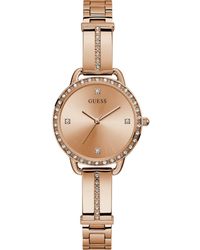 Guess - Tone Stainless Steel Semi-bangle Bracelet Watch 30mm - Lyst