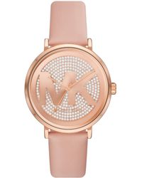 Michael Kors - Oversized Addyson Pavé Rose Gold-tone And Leather Logo Watch - Lyst