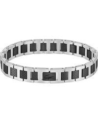 Lacoste - Metropole Silver-tone Stainless Steel Black Ip Bracelet - Lyst