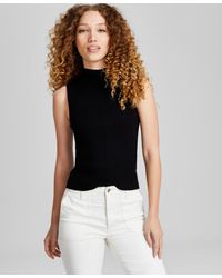 And Now This - Petite Ribbed Mock Neck Sleeveless Sweater - Lyst