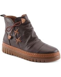Spring Step - Azura Vandis Ruched Leather Ankle Bootie - Lyst