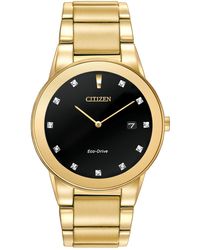 Citizen Men's Eco-drive Axiom Diamond Accent Gold-tone Stainless Steel Bracelet Watch 40mm Au1062-56g - Metallic