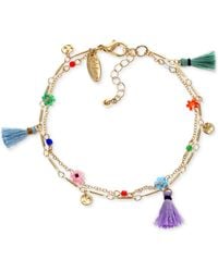 Style & Co. Gold-tone Mixed Charm Double-row Ankle Bracelet, Created For Macy's - Metallic
