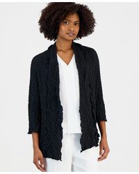 Kasper - 3/4-sleeve Crinkle Knit Open-front Jacket - Lyst