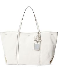 Lauren by Ralph Lauren - Canvas And Leather Large Emerie Tote - Lyst