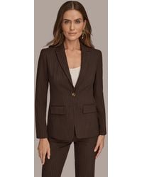 Donna Karan - Pinstripe One Button Blazer - Lyst
