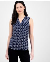 Anne Klein - Printed Sleeveless V-neck Shell Top - Lyst