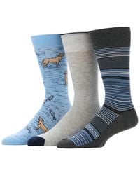 Perry Ellis - doggie Fishing And Stripes Crew Socks - Lyst